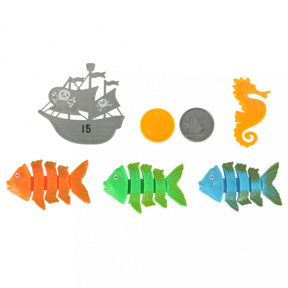 Ikonka Set 27 jucarii de inot pentru copii Water World design atractiv culori veselr si forme marine in saculet de depozitare