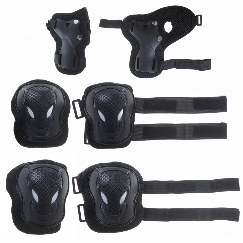Ikonka Set 6 x protectii cotiere genunchiere si brate pentru copii Black