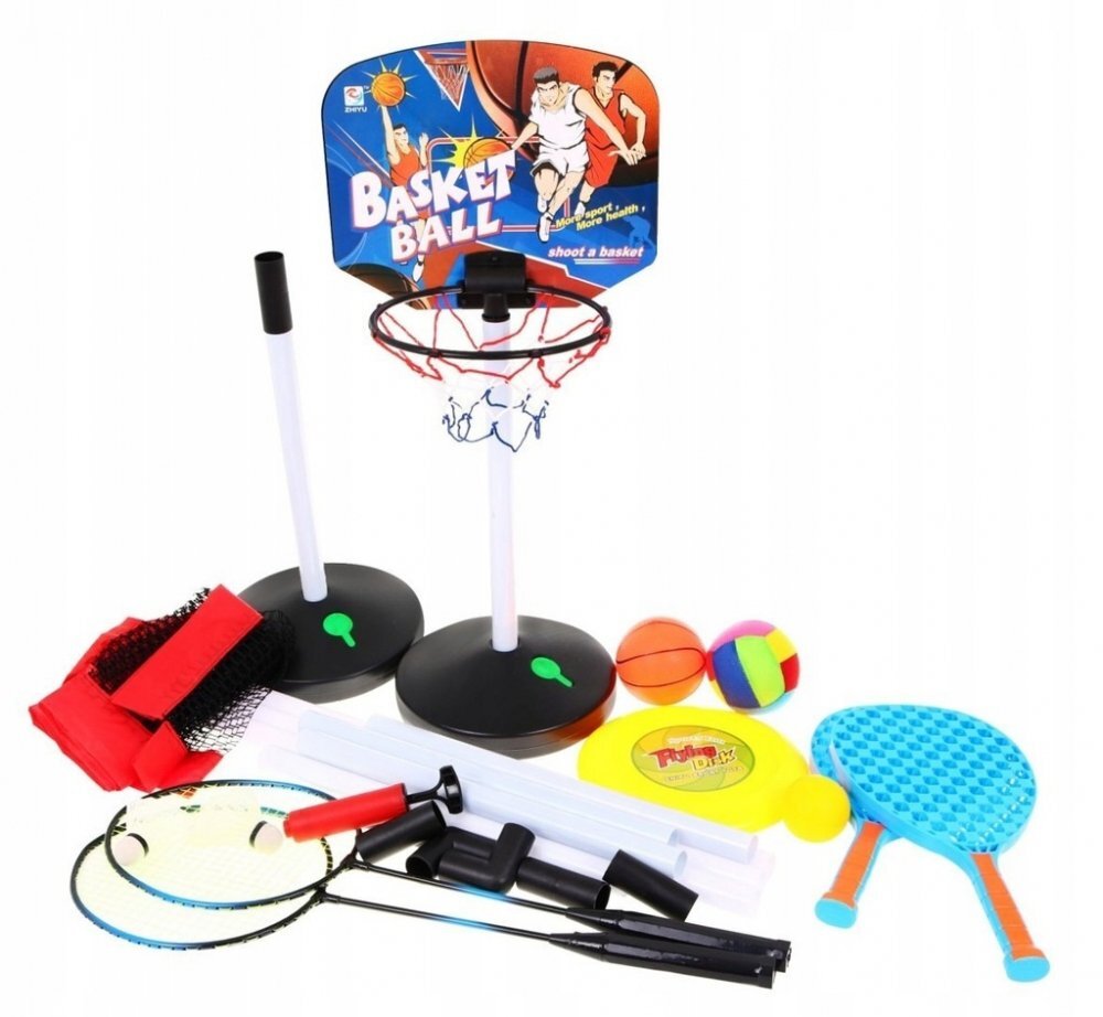 Ikonka Set antrenament pentru copii 5in1 Sport Series cu Baschet Volei Badminton Frisbe Disc