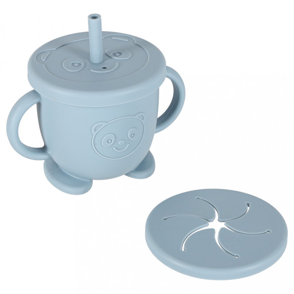Ikonka Set complet de hranire copii cu 9 piese din silicon pentru diversificare hrana bleumarin Crab