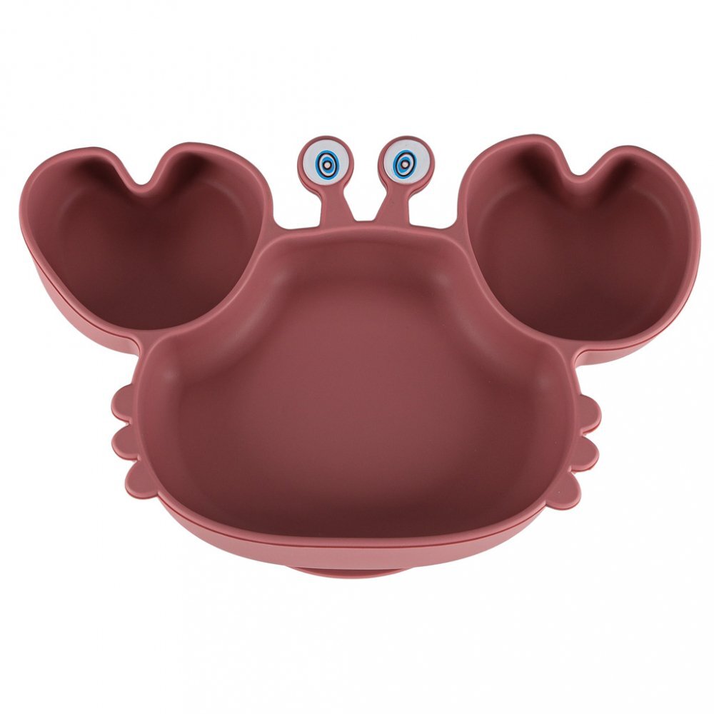 Ikonka Set complet de hranire copii cu 9 piese din silicon pentru diversificare hrana pink Crab