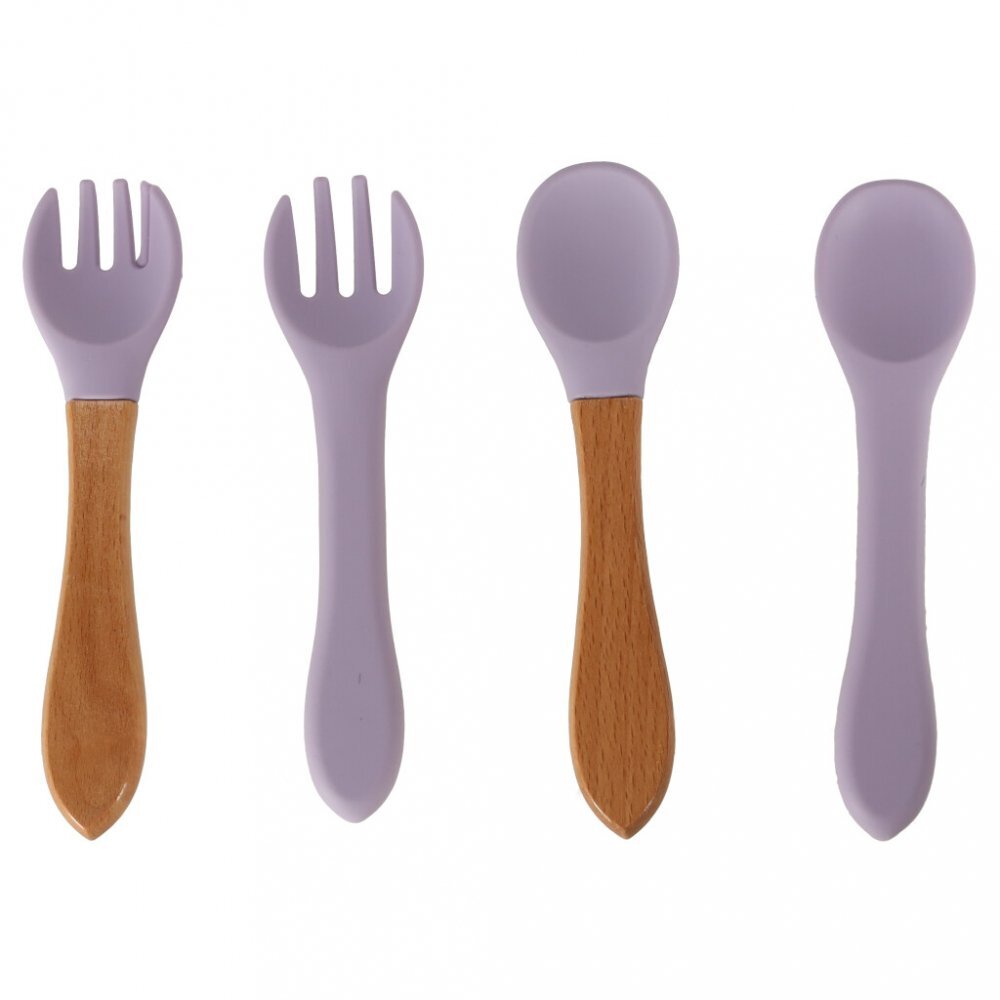 Ikonka Set complet de hranire copii cu 9 piese din silicon pentru diversificare hrana Purple Crab