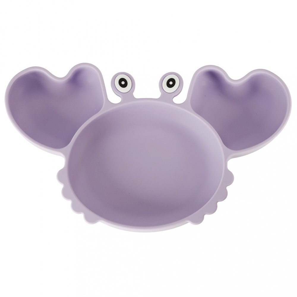Ikonka Set complet de hranire copii cu 9 piese din silicon pentru diversificare hrana Purple Crab