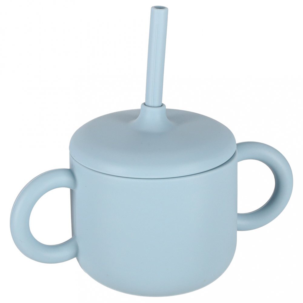 Ikonka Set complet de hranire copii pentru diversificare hrana 8 piese din silicon cu fixare in ventuze blue Teddy