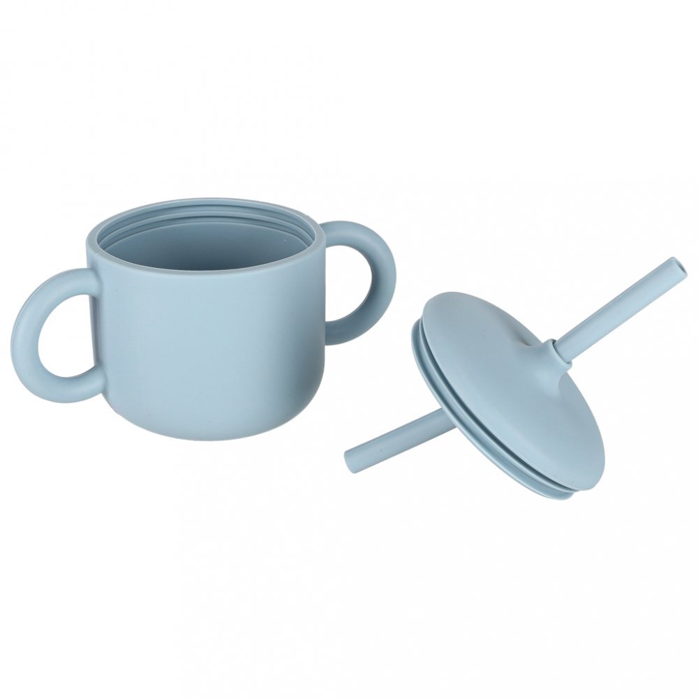 Ikonka Set complet de hranire copii pentru diversificare hrana 8 piese din silicon cu fixare in ventuze blue Teddy