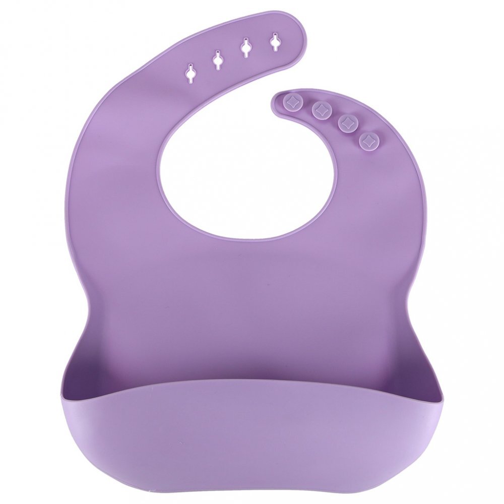 Ikonka Set complet de hranire copii pentru diversificare hrana 8 piese din silicon cu fixare in ventuze purple Teddy