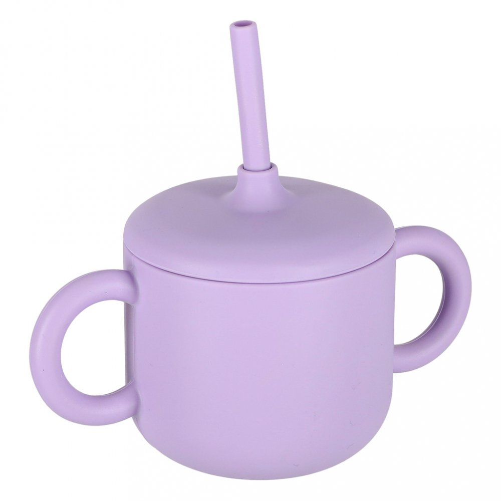 Ikonka Set complet de hranire copii pentru diversificare hrana 8 piese din silicon cu fixare in ventuze purple Teddy