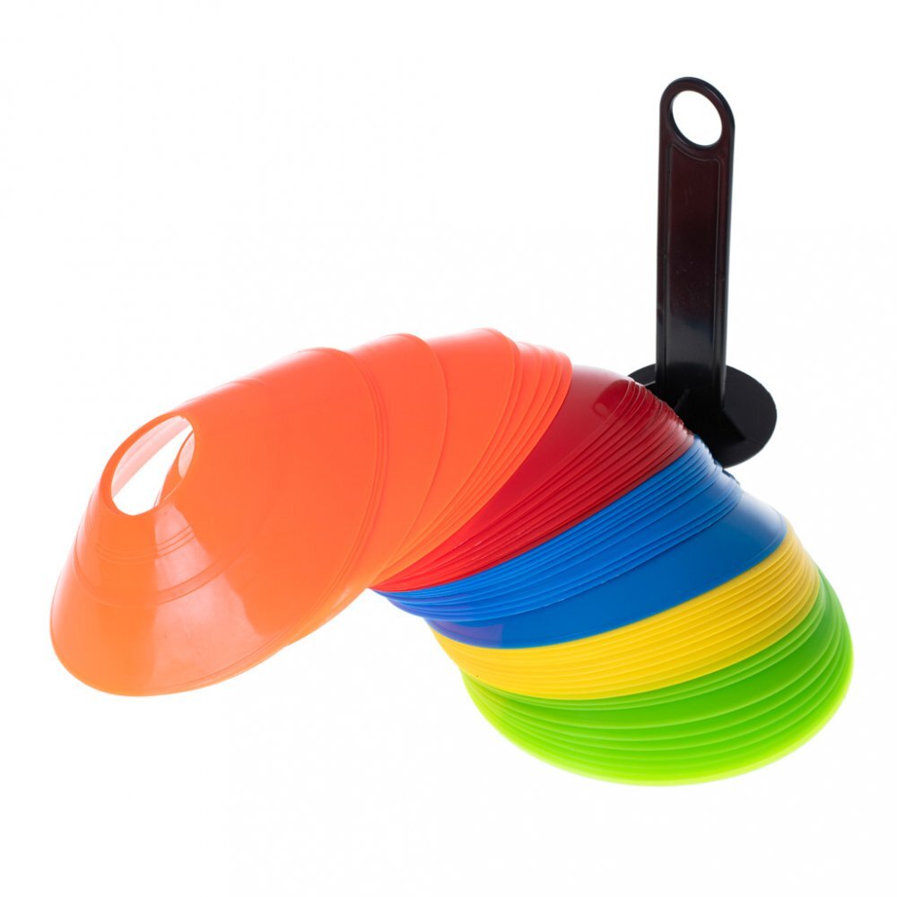 Ikonka Set de antrenament pentru copii cu 50 de discuri in 5 culori distincte din plastic Multicolor