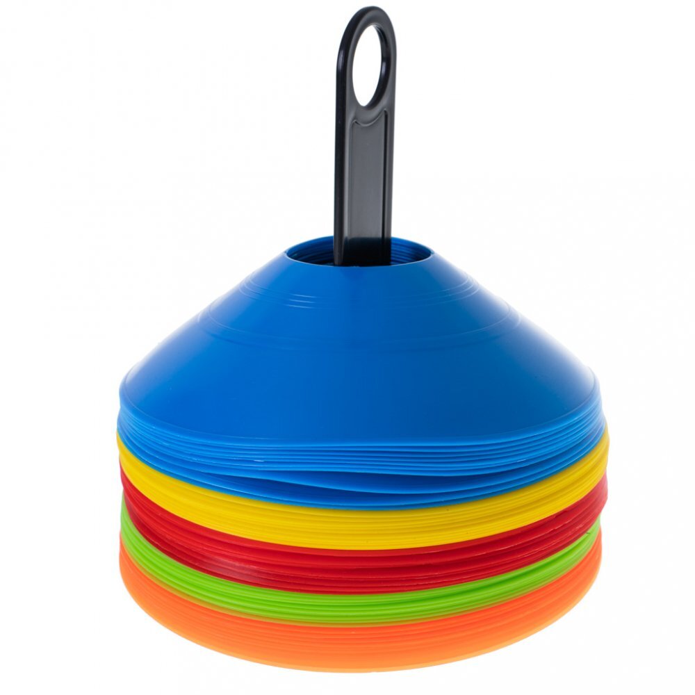 Ikonka Set de antrenament pentru copii cu 50 de discuri in 5 culori distincte din plastic Multicolor