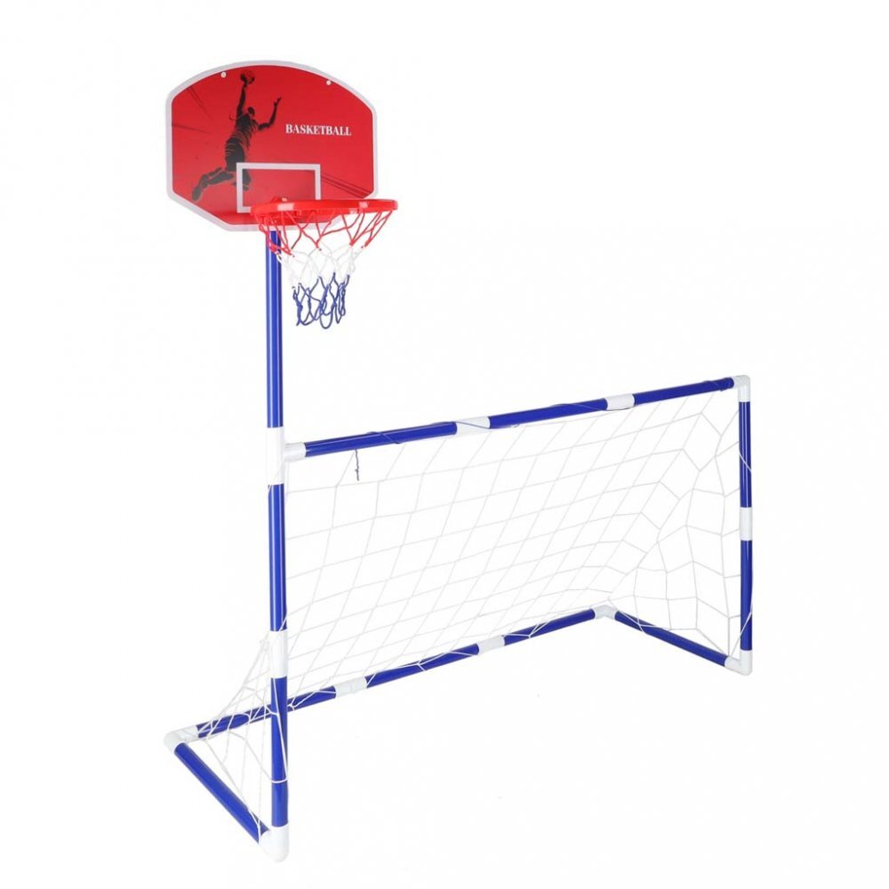 Ikonka Set de joaca 2 in 1 Fotbal si Baschet pentru copii cu 2 mingi si pompa incluse