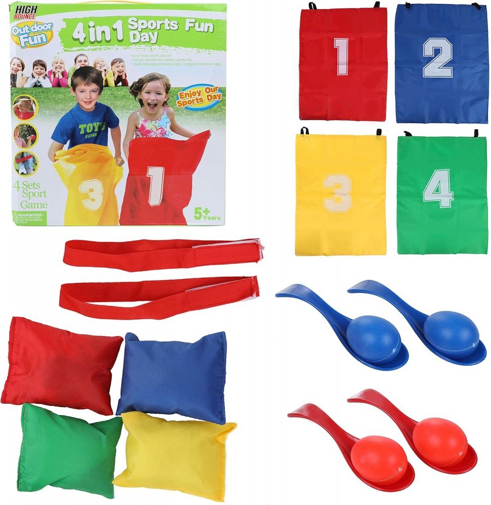 Ikonka Set de joaca miscare animatie si competitie pentru copii 4 in 1 party garden