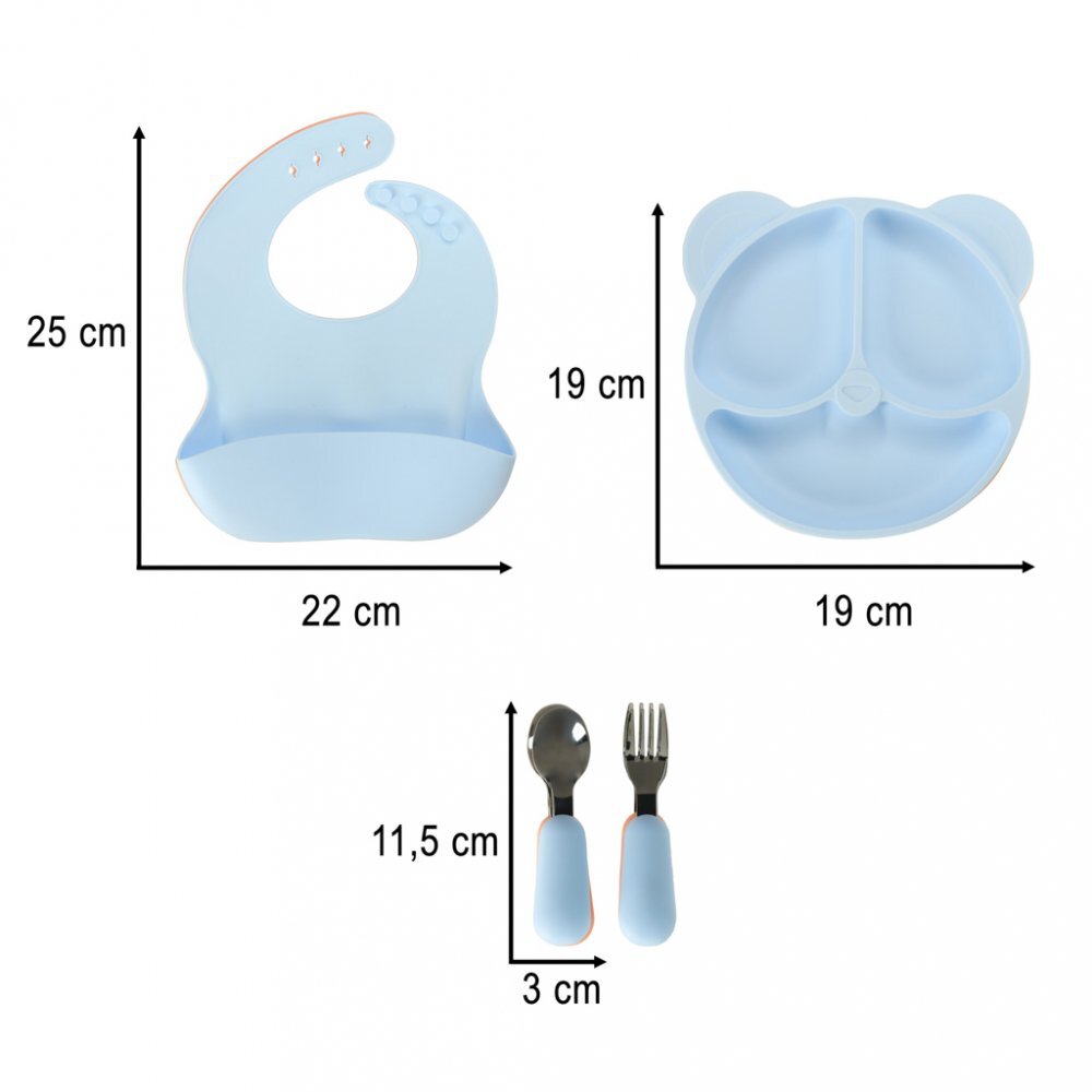 Ikonka Set diversificare din silicon 4 piese Teddy Blue