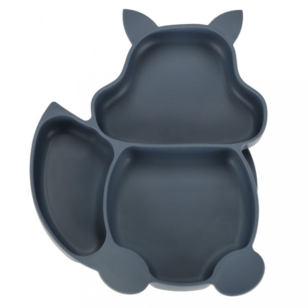 Ikonka Set diversificare hrana bebelusi cu 9 elemente din silicon flexibile fara BPA dark blue Squirrel
