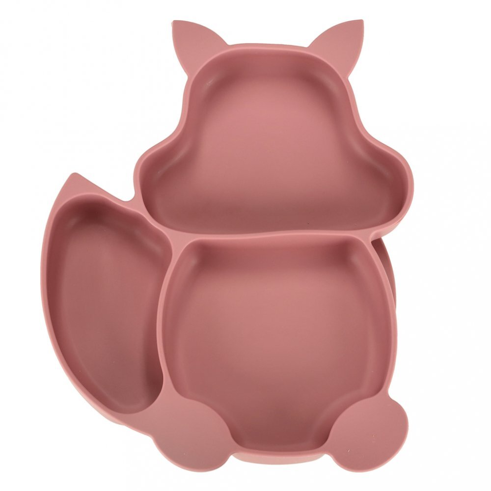 Ikonka Set diversificare hrana bebelusi cu 9 elemente din silicon flexibile fara BPA dark pink Squirrel