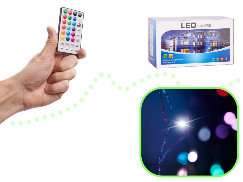 Ikonka Set lumini cortina 3m cu USB telecomanda si 200 LED-uri Multicolore