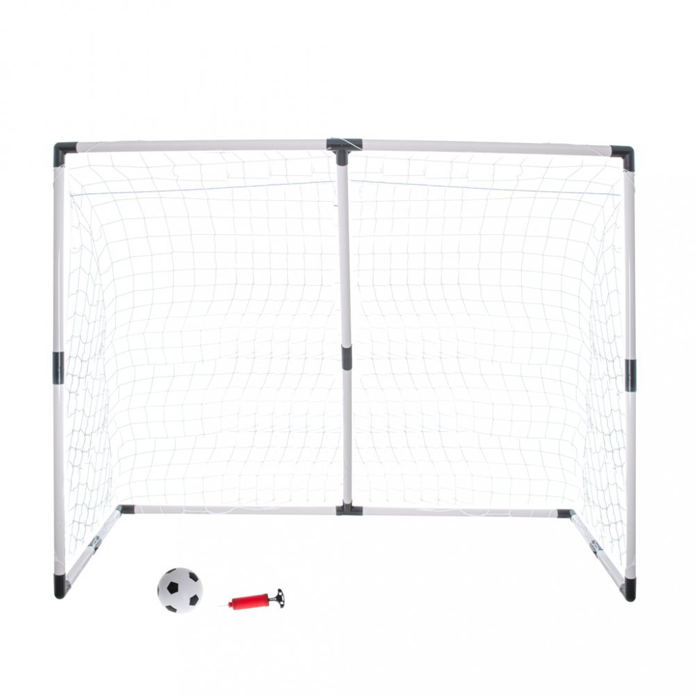 Ikonka Set Poarta de fotbal pentru copii 2 in 1 cu Minge si Pompa incluse dimensiune 185 x 120 x 70 cm