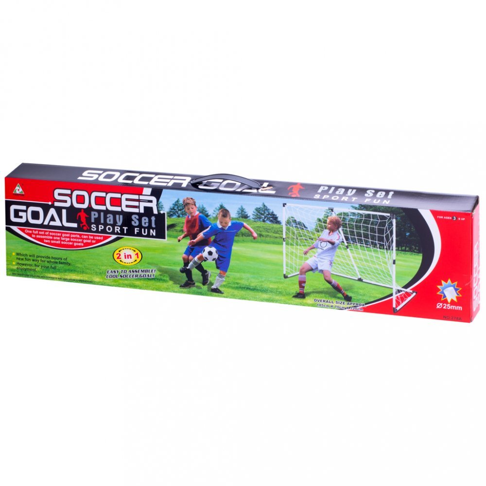 Ikonka Set Poarta de fotbal pentru copii 2 in 1 cu Minge si Pompa incluse dimensiune 185 x 120 x 70 cm