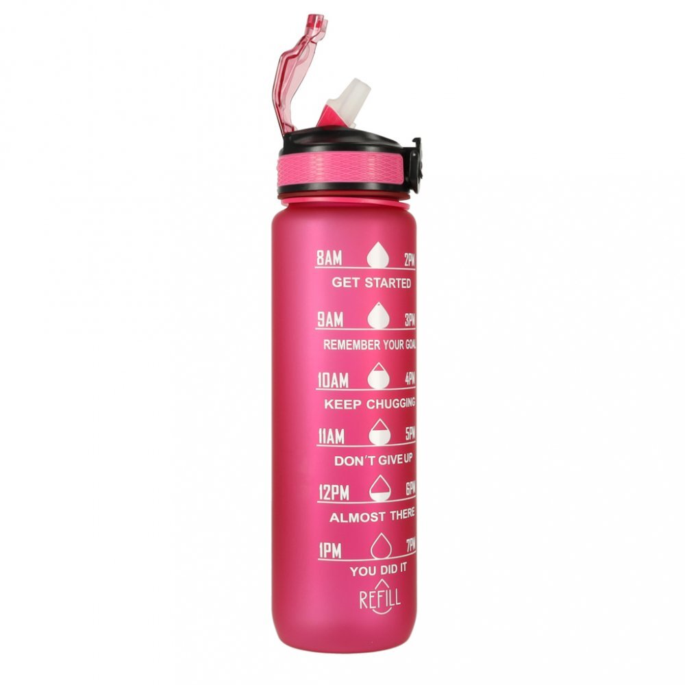Ikonka Sticla de apa gradata pentru sport pink capacitate 1L