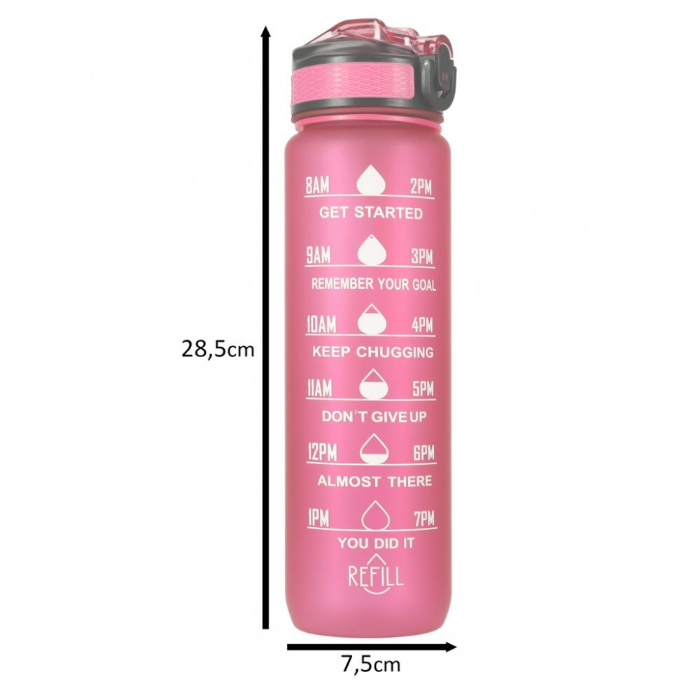 Ikonka Sticla de apa gradata pentru sport pink capacitate 1L