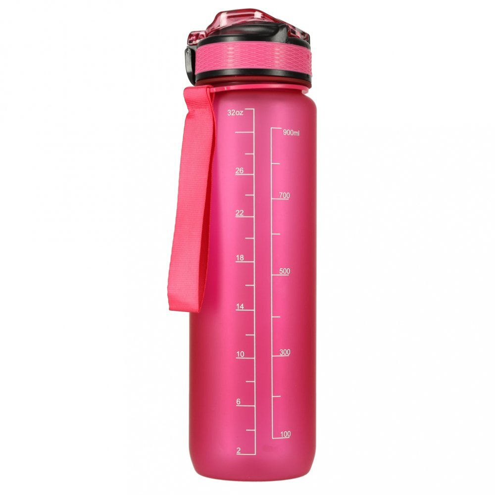 Ikonka Sticla de apa gradata pentru sport pink capacitate 1L