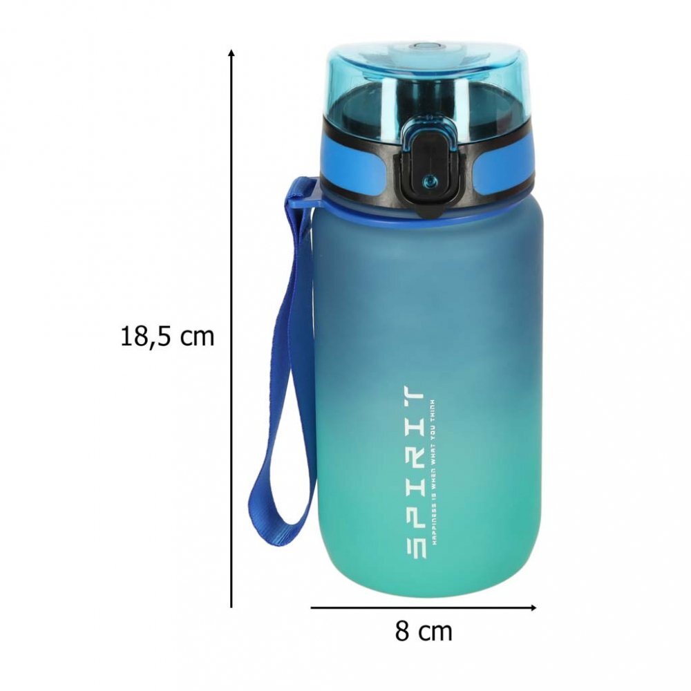 Ikonka Sticla de apa motivationala bluegreen cu marcaje de timp si volum capac anti-scurgere capacitate 600 ml