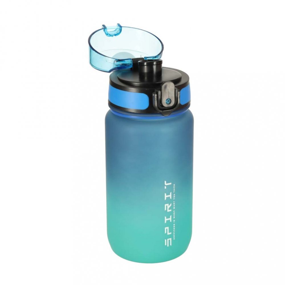 Ikonka Sticla de apa motivationala bluegreen cu marcaje de timp si volum capac anti-scurgere capacitate 600 ml