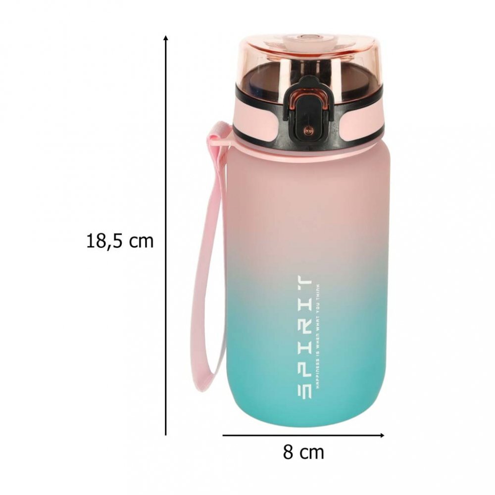 Ikonka Sticla de apa motivationala bluepink cu marcaje de timp si volum capac anti-scurgere capacitate 600 ml