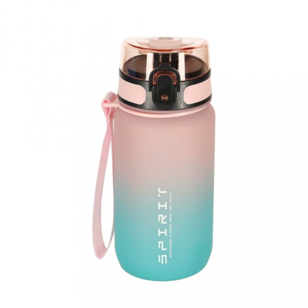 Ikonka Sticla de apa motivationala bluepink cu marcaje de timp si volum capac anti-scurgere capacitate 600 ml