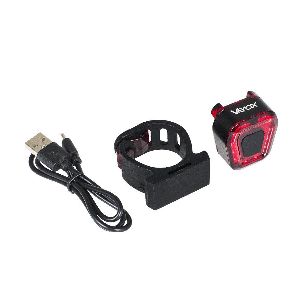 Ikonka Stop bicicleta cu LED incarcare USB rezistenta la apa 100 lumeni Rosu