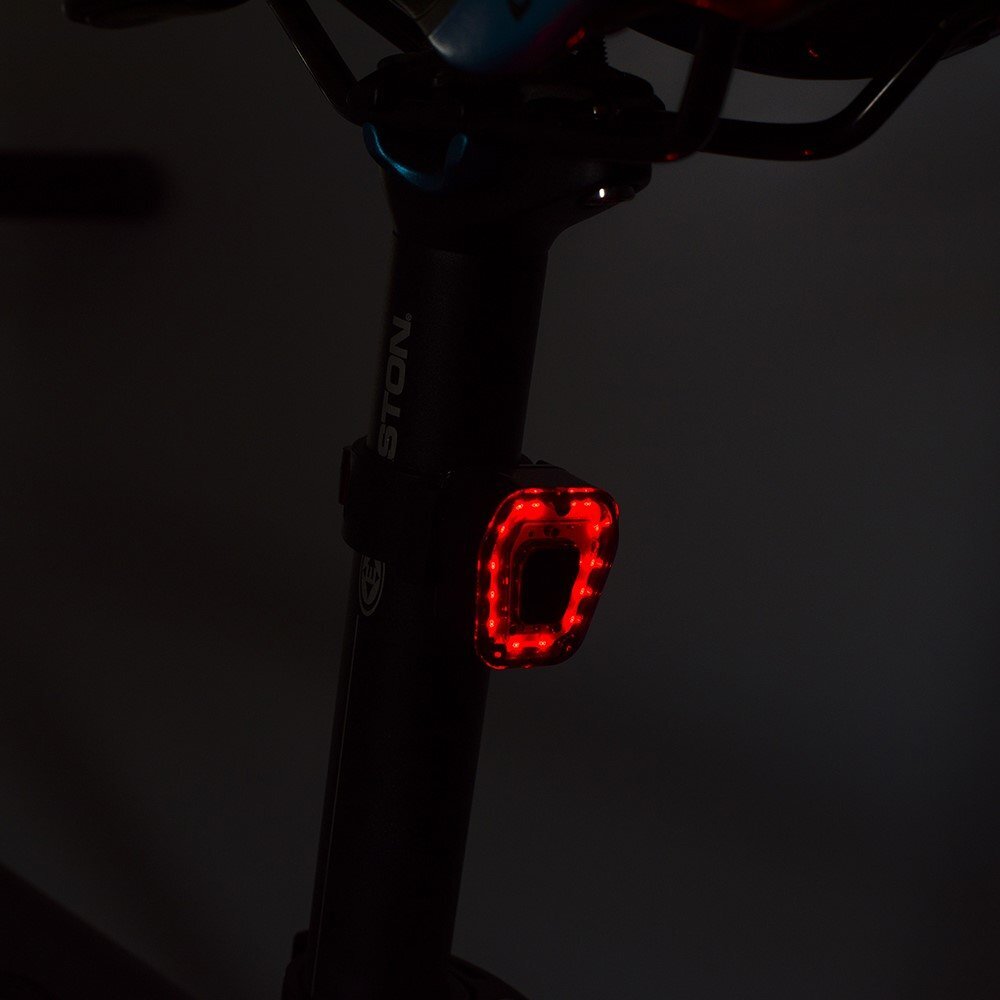 Ikonka Stop bicicleta cu LED incarcare USB rezistenta la apa 100 lumeni Rosu