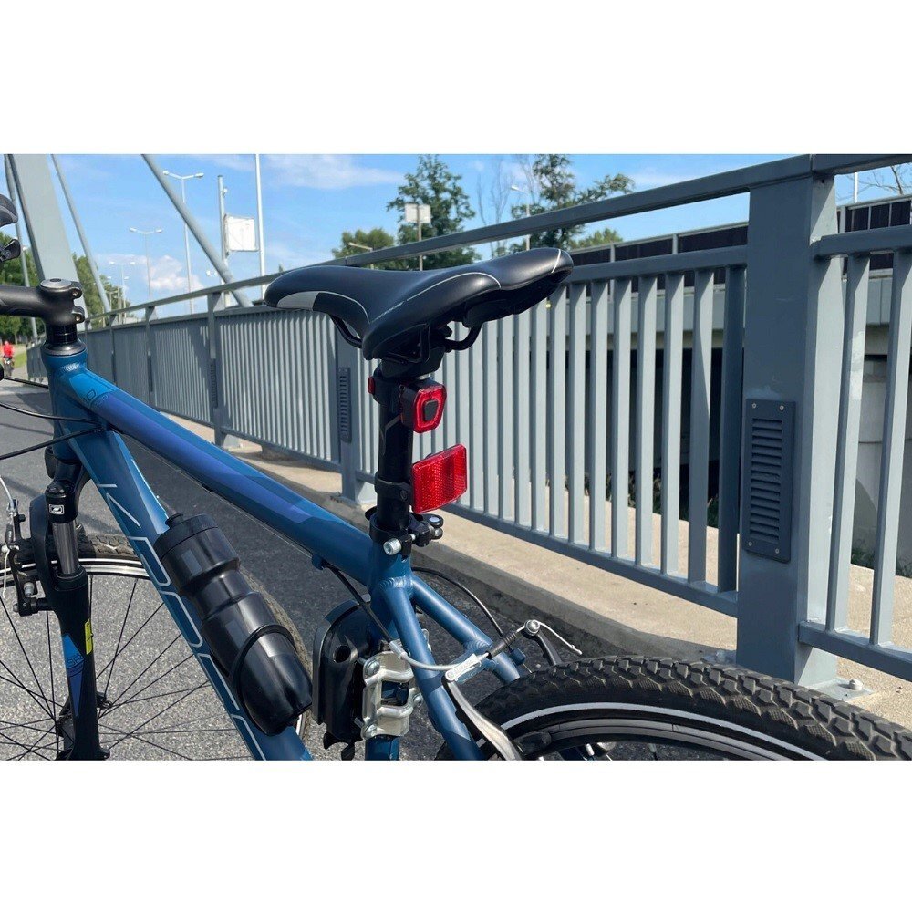 Ikonka Stop bicicleta cu LED incarcare USB rezistenta la apa 100 lumeni Rosu