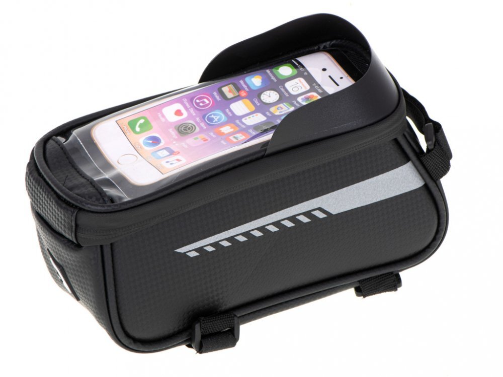 Ikonka Suport impermeabil pentru telefon tip geanta cu montaj Velcro Black