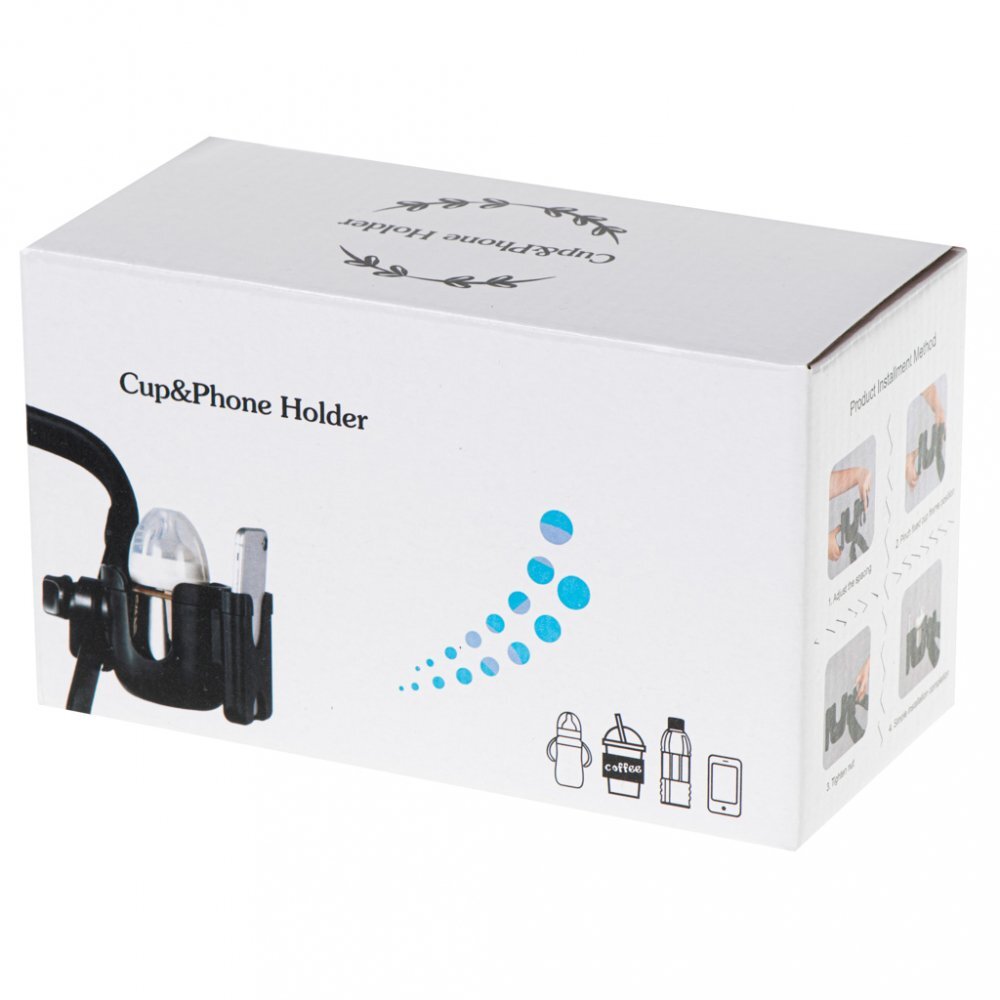 Ikonka Suport pentru sticla si telefon cu prindere pe carucior si tricicleta negru