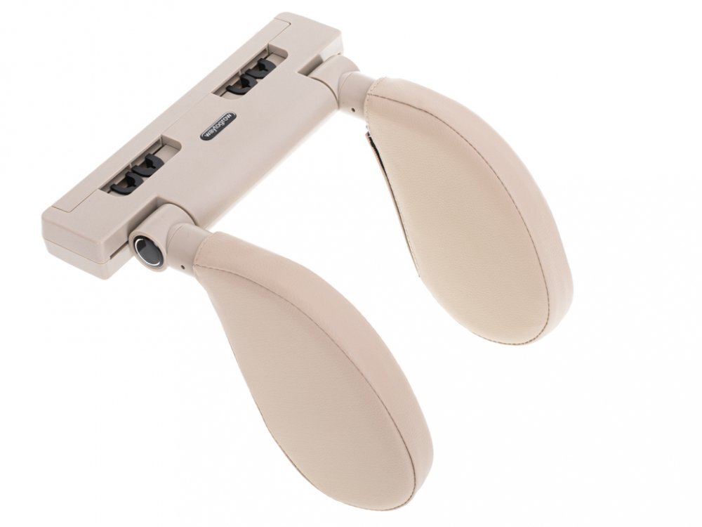 Ikonka Suport tetiera auto pentru copii pentru sustine cap si gat echipat cu doua brate independente ce pot fi ridicate sau coborate la 180 grade dimensiunea universala 26 x 22 x 23 cm piele ecologica Beige