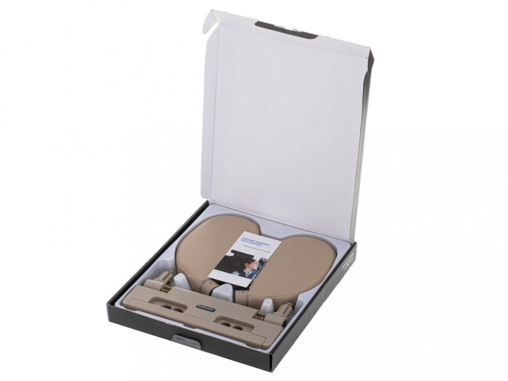 Ikonka Suport tetiera auto pentru copii pentru sustine cap si gat echipat cu doua brate independente ce pot fi ridicate sau coborate la 180 grade dimensiunea universala 26 x 22 x 23 cm piele ecologica Beige