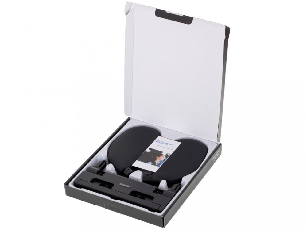 Ikonka Suport tetiera auto pentru copii pentru sustine cap si gat echipat cu doua brate independente ce pot fi ridicate sau coborate la 180 grade dimensiunea universala 26 x 22 x 23 cm piele ecologica Black