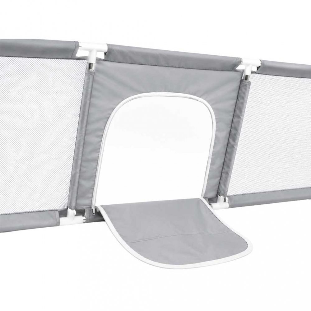 Ikonka Tarc de joaca pentru copii Grey design modern si sigur acces mare cu fermoar porti de fotbal si cos de baschet integrate dimensiune 120 x 180 cm