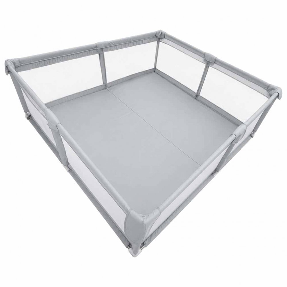 Ikonka Tarc de joaca pentru copii Grey intrare laterala prevazuta cu fermoar buzunar exterior pentru depozitare accesorii dimensiune 180 x 200 cm