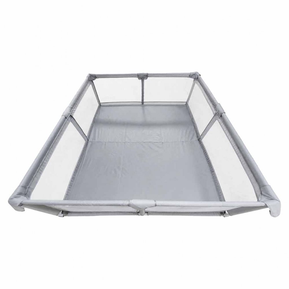 Ikonka Tarc de joaca pentru copii Grey intrare laterala prevazuta cu fermoar buzunar exterior pentru depozitare accesorii dimensiune 180 x 200 cm