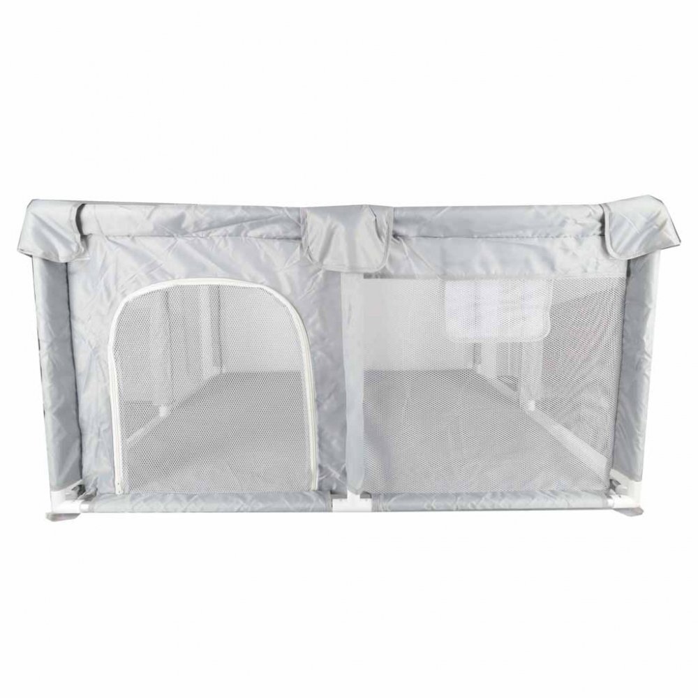 Ikonka Tarc de joaca pentru copii prevazut cu fereastra de acces cu fermoar cadru din otel asamblare simpla dimensiune 120 x 120 cm Grey