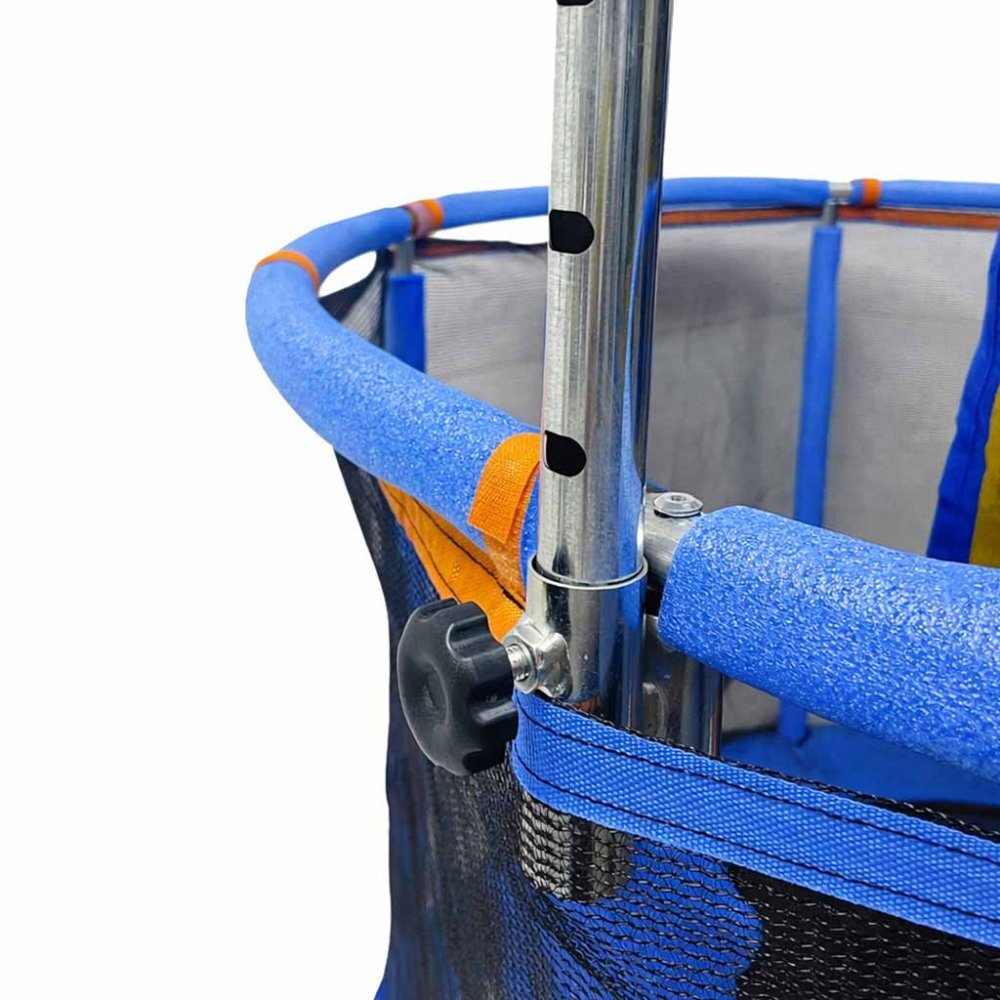 Ikonka Trambulina pentru copii Blue cu set complet de accesorii include cos de baschet minge hamac diametru 155 cm pana la 150 kg