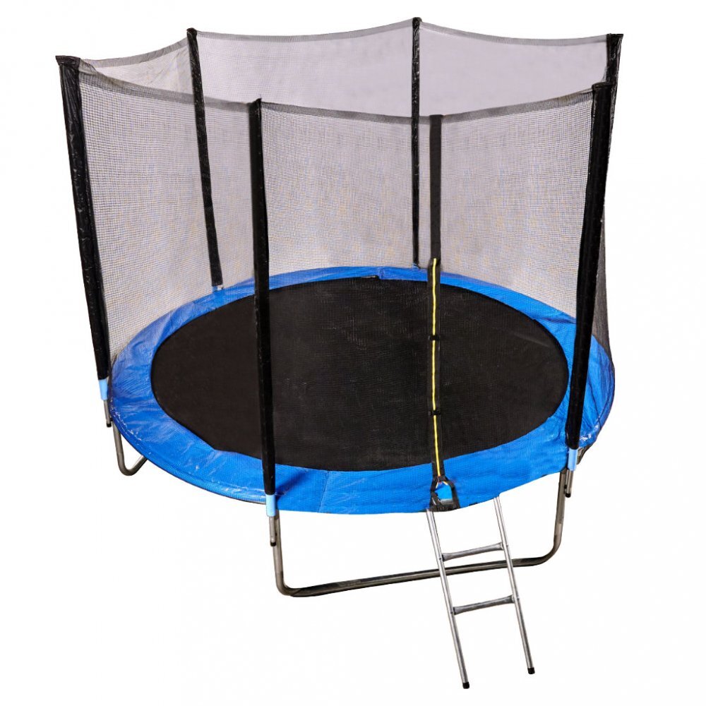 Ikonka Trambulina pentru copii intrare cu fermoar si scara inclusa cu plasa de protectie inalta 183 cm diametru 305 cm capacitatea maxima 150 kg