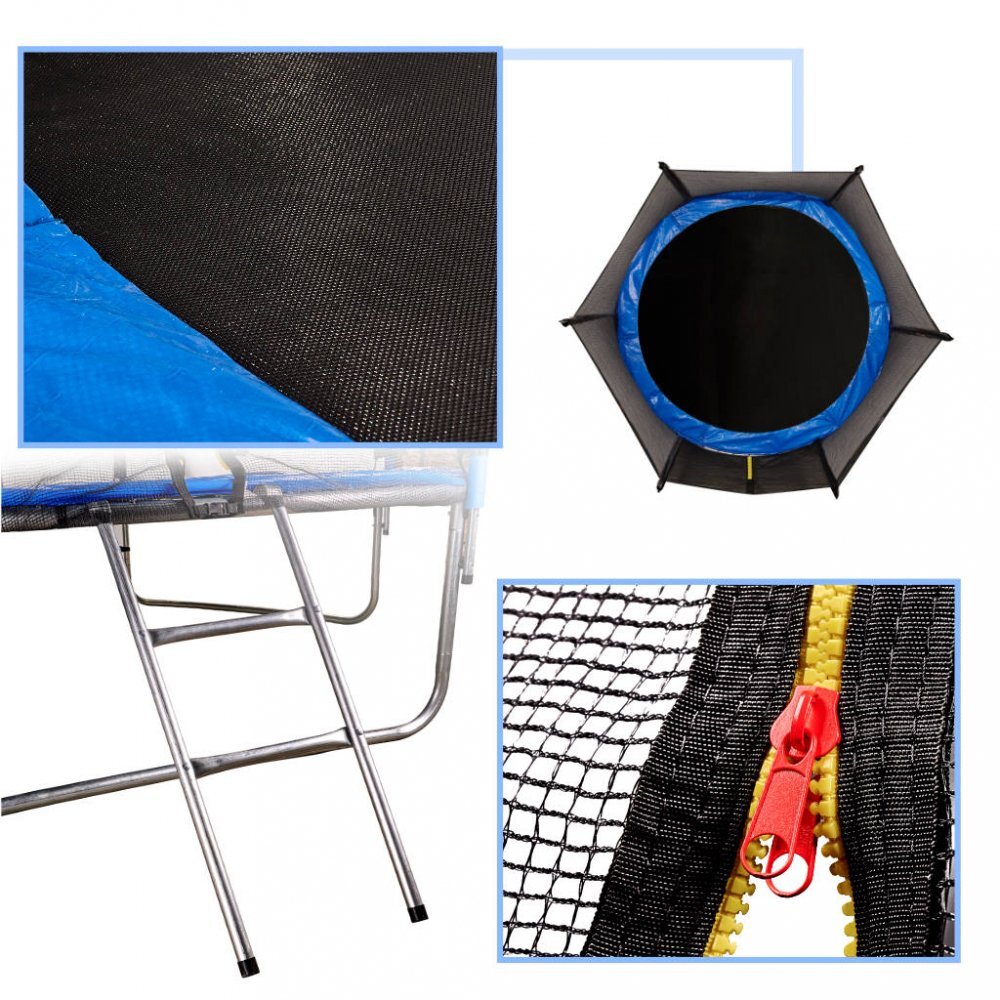 Ikonka Trambulina pentru copii intrare cu fermoar si scara inclusa cu plasa de protectie inalta 183 cm diametru 305 cm capacitatea maxima 150 kg