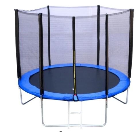 Ikonka Trambulina pentru copii intrare cu fermoar si scara inclusa cu plasa de protectie inalta 183 cm diametru 305 cm capacitatea maxima 150 kg