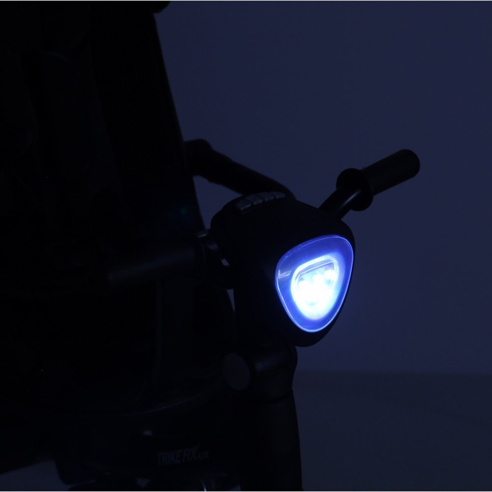 Ikonka Tricicleta pentru copii Trike Fix Elite Black din otel cu sezut reversibil spatar ajustabil bara reglabila copertina cu efecte luminoase si sonore varsta 2-6 ani
