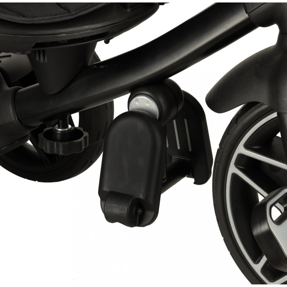 Ikonka Tricicleta pentru copii Trike Fix Elite Black din otel cu sezut reversibil spatar ajustabil bara reglabila copertina cu efecte luminoase si sonore varsta 2-6 ani