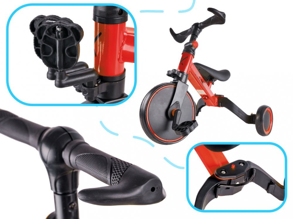 Ikonka Tricicleta pentru copii Trike Fix Red cu pedale 3 in 1 ghidon si sa reglabile cadru din otel roti din spuma pentru copii cu varsta cuprinsa intre 15 si 4 ani si 30kg