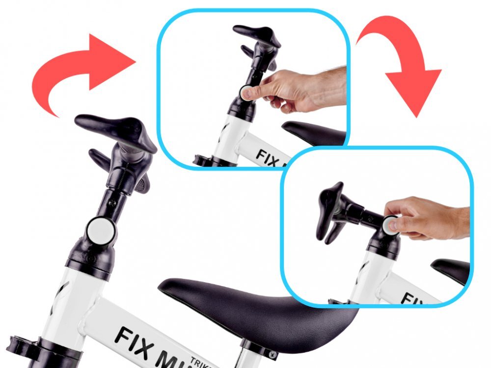 Ikonka Tricicleta pentru copii Trike Fix White cu pedale 3 in 1 ghidon si sa reglabile cadru din otel roti din spuma pentru copii cu varsta cuprinsa intre 15 si 4 ani si 30kg
