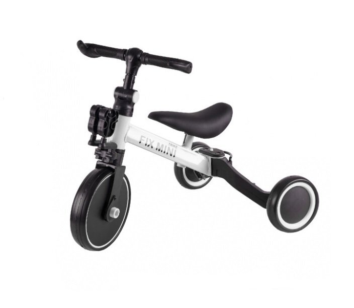 Ikonka Tricicleta pentru copii Trike Fix White cu pedale 3 in 1 ghidon si sa reglabile cadru din otel roti din spuma pentru copii cu varsta cuprinsa intre 15 si 4 ani si 30kg