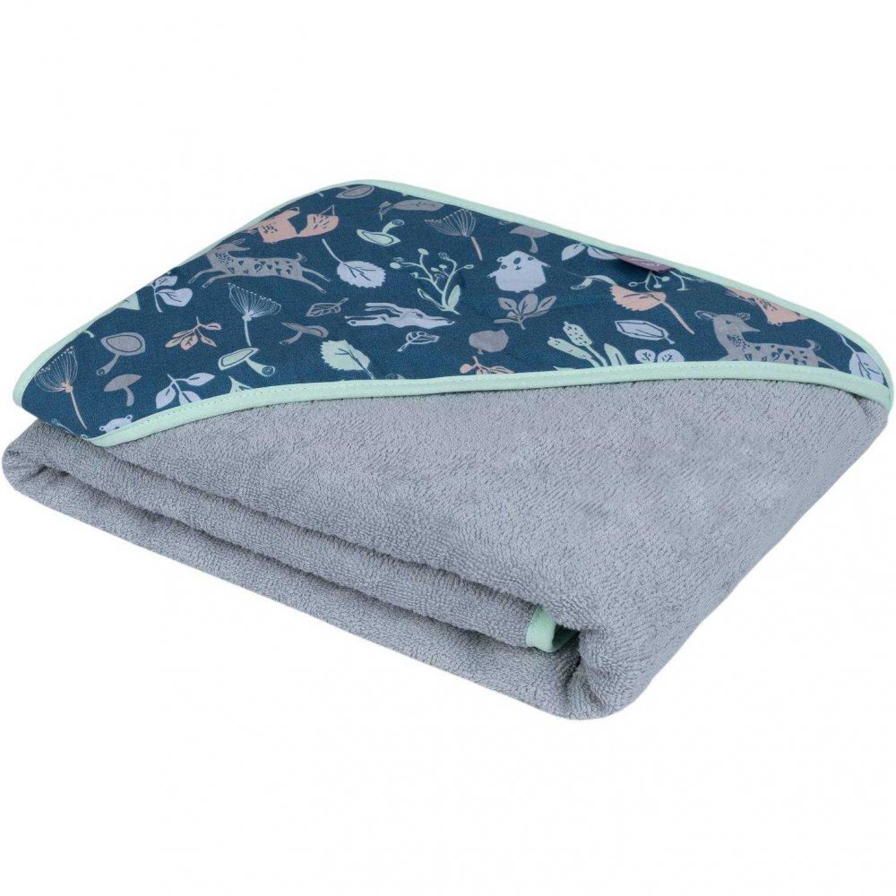 Infantilo Prosop de baie cu gluga 100x100 cm padure navy gri